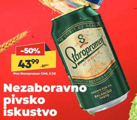 Pivo Staropramen CAN, 0.33l