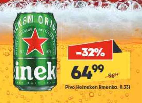Pivo Heineken limenka, 0,33l