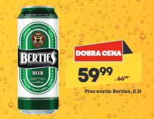 Pivo svetlo Berties , 0.5l