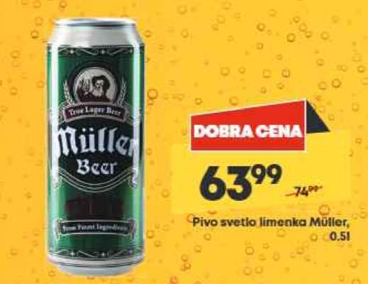 Pivo svetlo limenka Müller