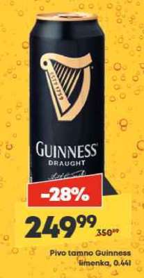 Pivo tamno Guinness limenka, 0.44l