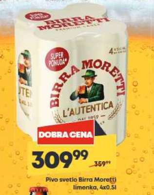 Pivo svetlo Birra Moretti