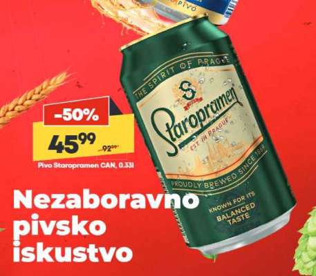 Pivo Staropramen CAN, 0.33l