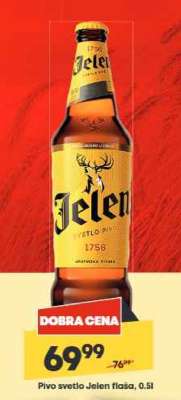 Pivo svetlo Jelen flaša 0,5l