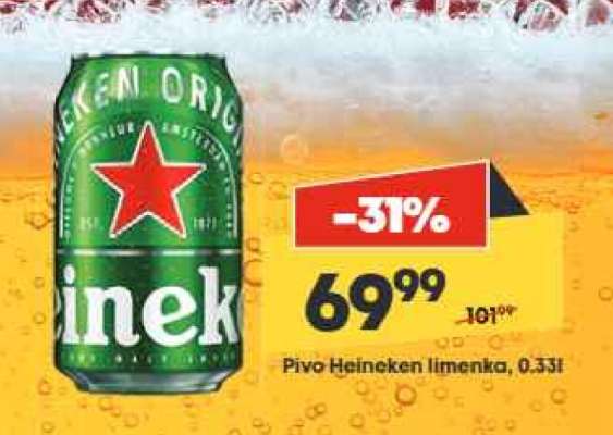 Pivo Heineken limenka, 0,33l