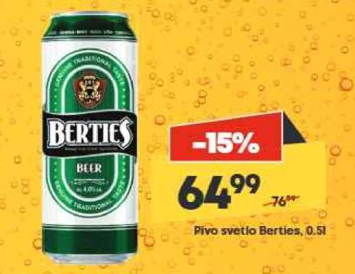 Pivo světlé Berties, 0,5l