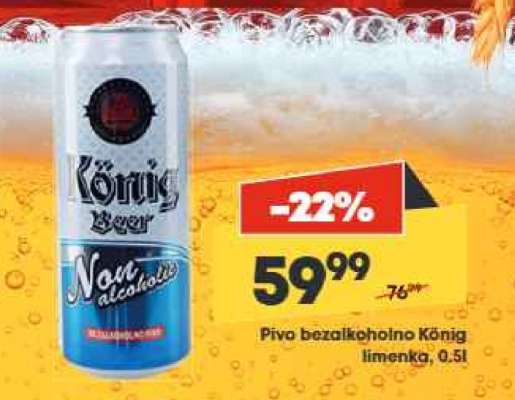 Pivo bezalkoholno König limenka, 0.5l