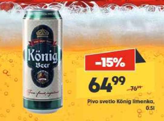 Pivo svetlo König limenka, 0,5l