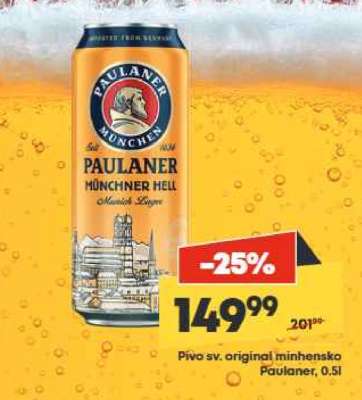 Pivo sv. original minhensko Paulaner, 0,5l