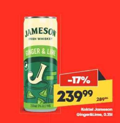 Koktejl Jameson Ginger&Lime, 0.25l