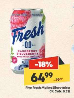 Pivo Fresh Malina&Borovnica 0% CAN, 0.33l