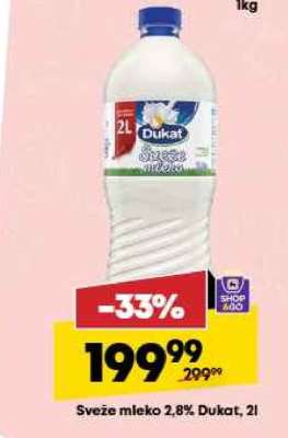 Svěže mleko 2.8% Dukat, 2l