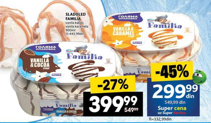 SLADOLED FAMILIA vanila kakao, vanila karamela