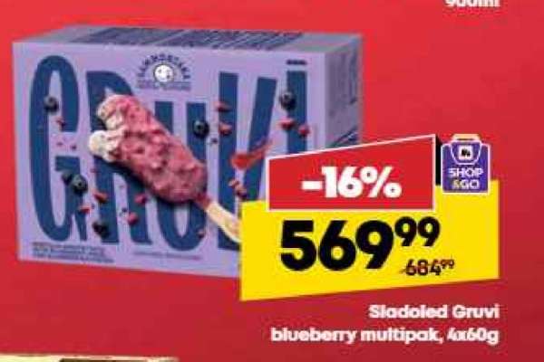 Sladoled Gruvi blueberry multipak, 4x60g