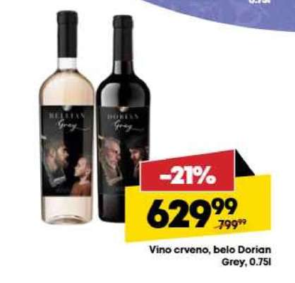 Vino crveno, belo Dorian Grey, 0.75l
