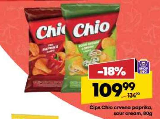 Cips Chio crvena paprika, sour cream, 80g