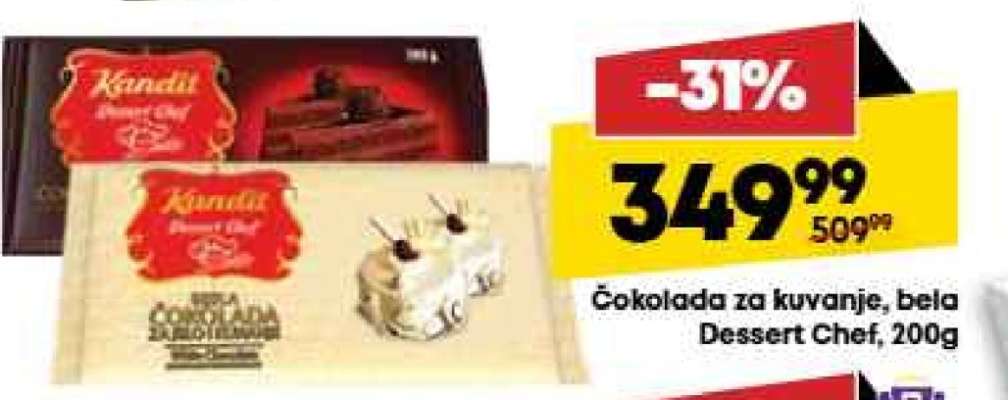 Čokolada za kuvanje, bela Dessert Chef, 200g
