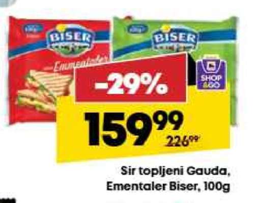 Sir topljeni Gauda, Ementaler Biser, 100g
