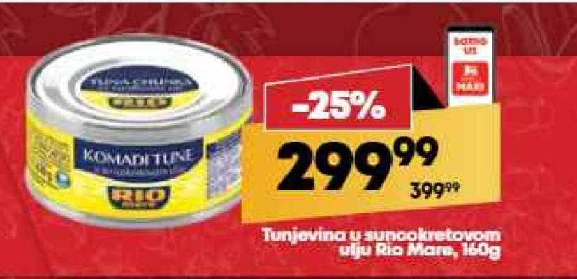 Tunjevina u suncokretovom ulju Rio Mare, 160g