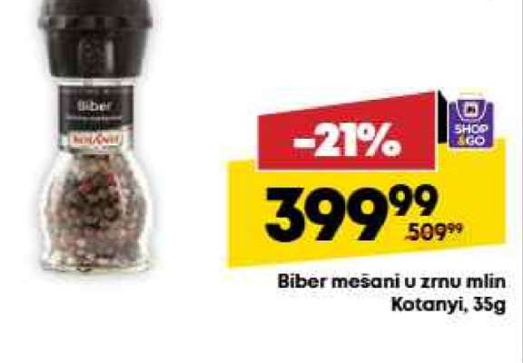 Biber mešani u zrnu mlin Kotanyi, 35g