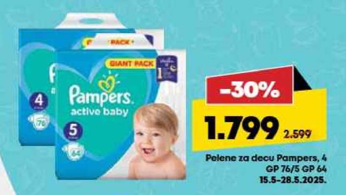 Pelene za decu Pampers, 4 GP 76/5 GP 64