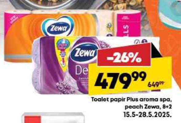 Toalet papir Plus aroma spa, peach Zewa, 8+2