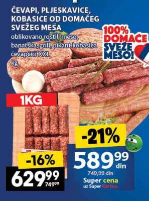 ČEVAPI, PLJESKAVICE, KOBASICE OD DOMAĆEG SVEŽEG MESA