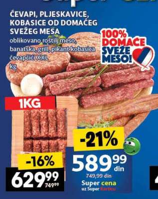 ČEVAPI, PLJESKAVICE, KOBASICE OD DOMAĆEG SVEŽEG MESA
