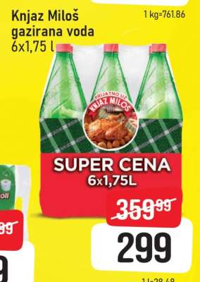 Knjaz Miloš gazirana voda 6x1,75 L