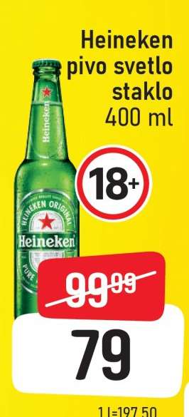 Heineken pivo svetlo staklo 400 ml