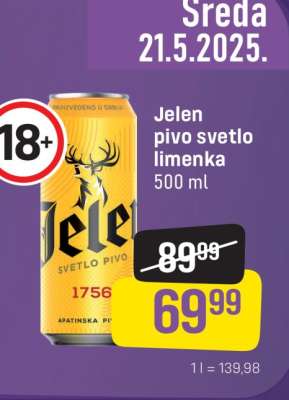 Jelen pivo svetlo limenka