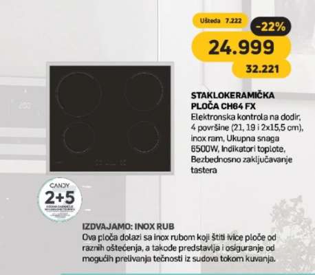 STAKLOKERAMIČKA PLOČA CH64 FX