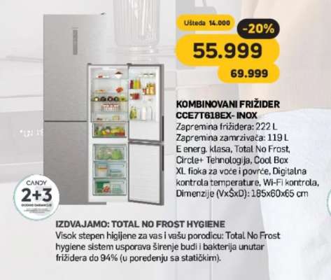 KOMBINOVANI FRIŽIDER CCE7T618EX- INOX