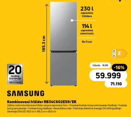 Kombinovani frižider RB34C602ES9/EK