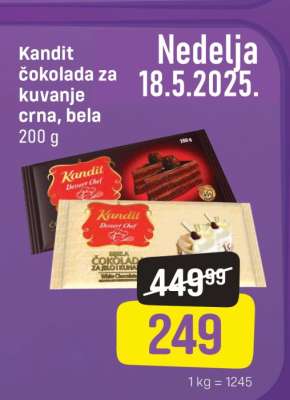 Kandit čokolada za kuvanje crna, bela