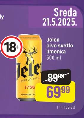 Jelen pivo svetlo limenka