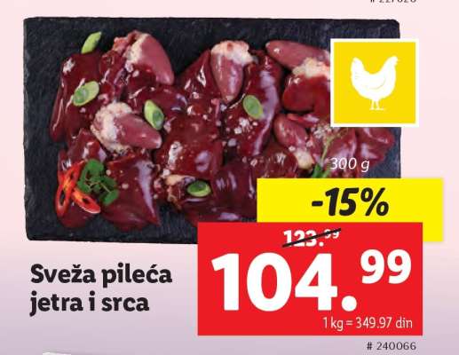 Sveža pileća jetra i srca