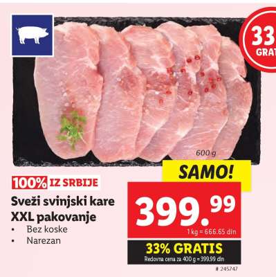 Sveži svinjski kare XXL pakovanje