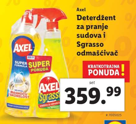 Axel Deterdžent za pranje sudova i Sgrasso odmašćivač