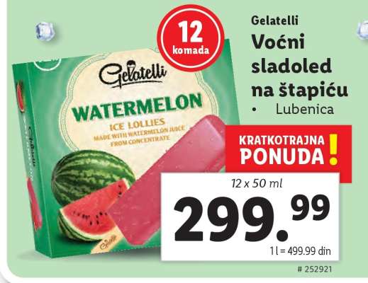 Gelatelli Voćni sladoled na štapiću - Lubenica
