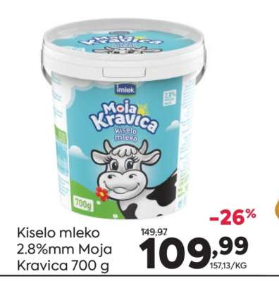 Kiselo mleko 2.8%mm Moja Kravica 700 g
