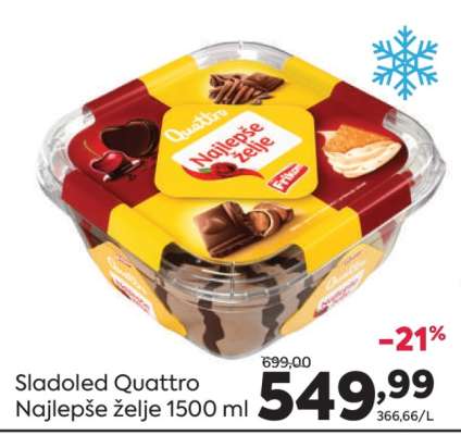Sladoled Quattro Najlepše želje 1500 ml