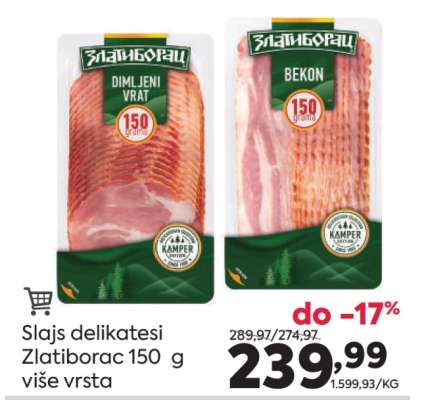 Slajs delikatesi Zlatiborac 150 g više vrsta