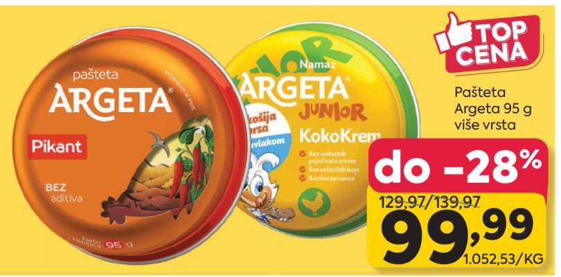 Pašteta Argeta 95 g, više vrsta