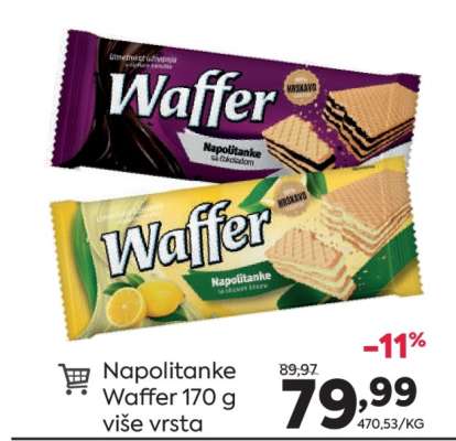 Napolitanke Waffer 170 g više vrsta