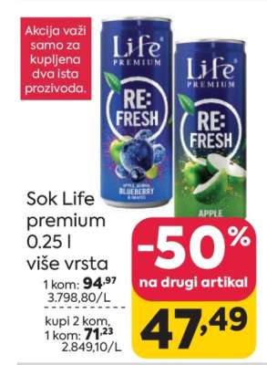 Sok Life premium 0.25 l više vrsta