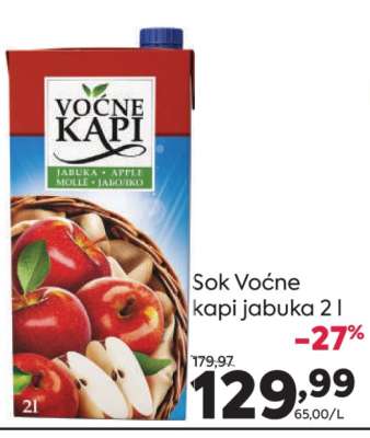 Sok Voćne kapi jabuka 2 l
