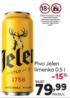 Pivo Jelen limenka 0.5 l