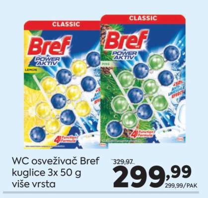 WC osveživač Bref kuglice 3x 50 g više vrsta