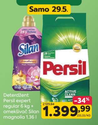 Persil expert regular 6 kg + aviváž Silan magnolia 1.36 l